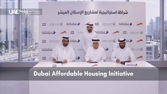 Signing ceremony for Dubai Affordable Housing Initiative agreement.
